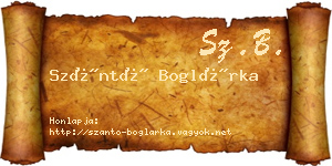 Szántó Boglárka névjegykártya